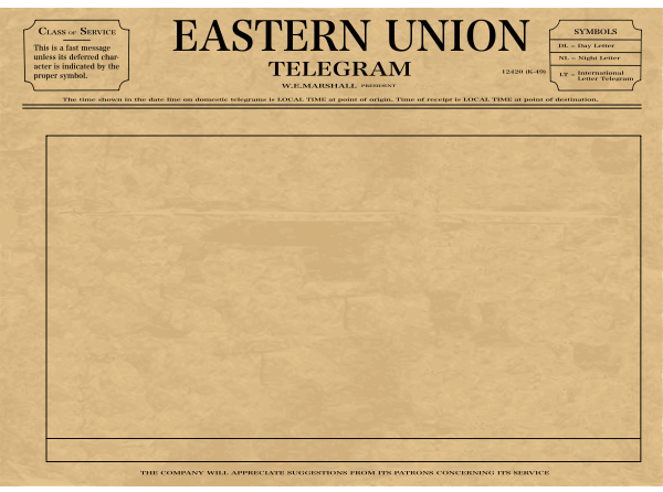eastern union telegram paper